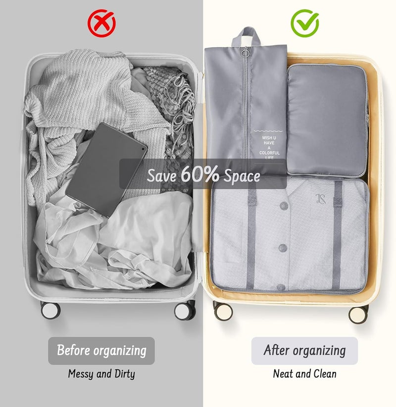 YEEYAA 8 Set Packing Cubes for Travel Luggage Organizer Bags for Family, Mesh Packing Cubes for Suitcases, Travel Essentials Bags Set for Women & Men - Image 5